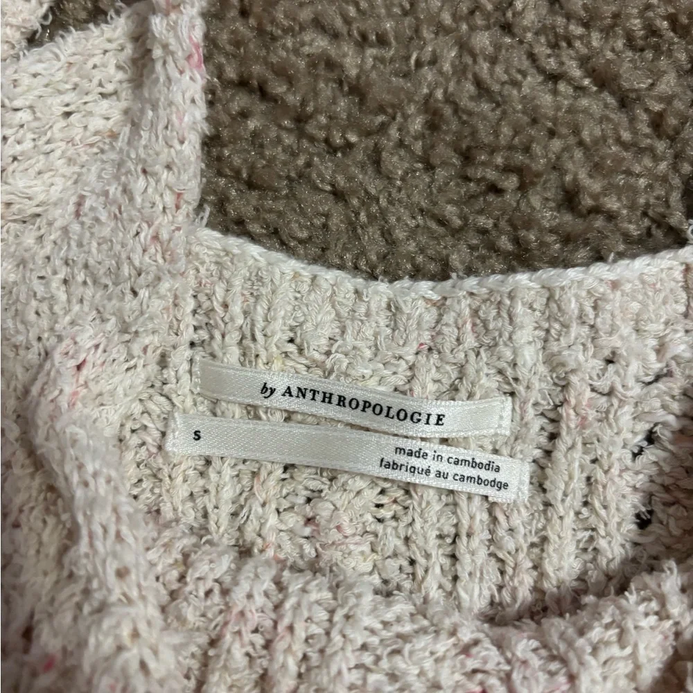 Anthropologie V-Neck Pointelle Sweater Tank ivory Size Small - Picture 3 of 6